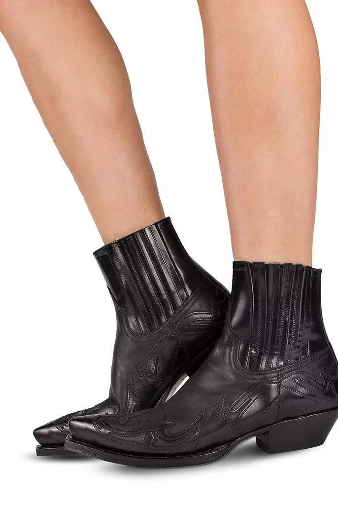 Buty Kowbojskie Damskie | Szpiczasty Nosek, Skóra PU
