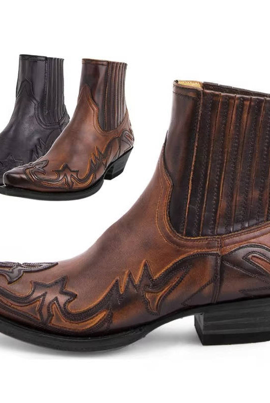 Buty Kowbojskie Damskie | Szpiczasty Nosek, Skóra PU