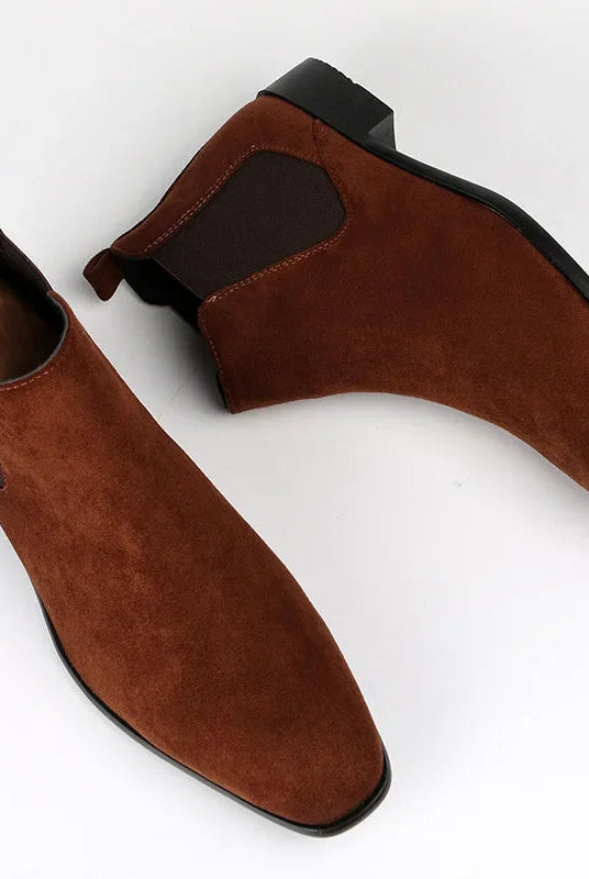 Męskie botki Chelsea - wydłużony nosek - elegancki design - zamek