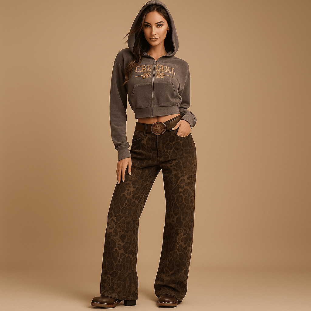 Dżinsy w panterkę dla kobiet - Stylowe - Komfortowe - Ponadczasowe - vivano - warszawa