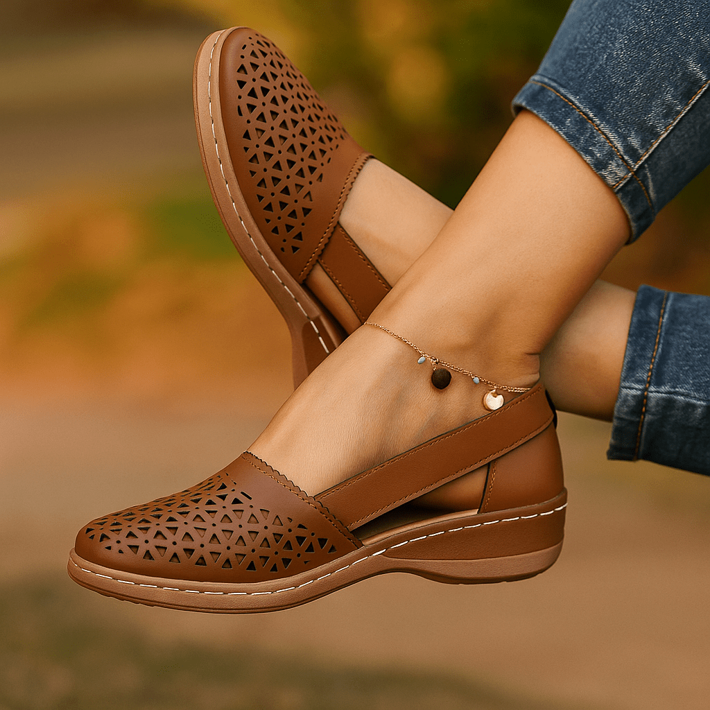 Eleganckie damskie mokasyny z perforowanym wzorem - vivano - warszawa