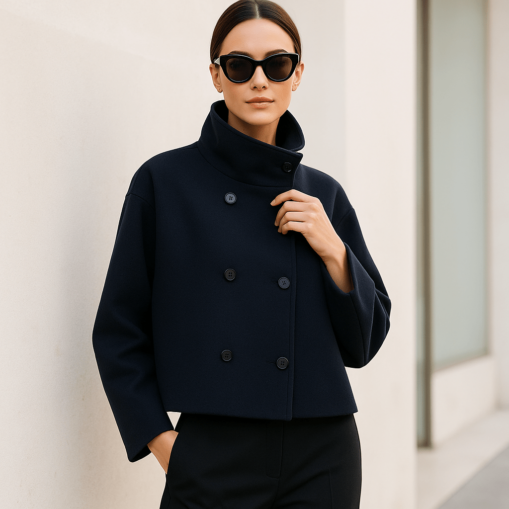 Elise - Elegancka Krótka Kurtka - Nowoczesne Rewersy - Damska - vivano - warszawa