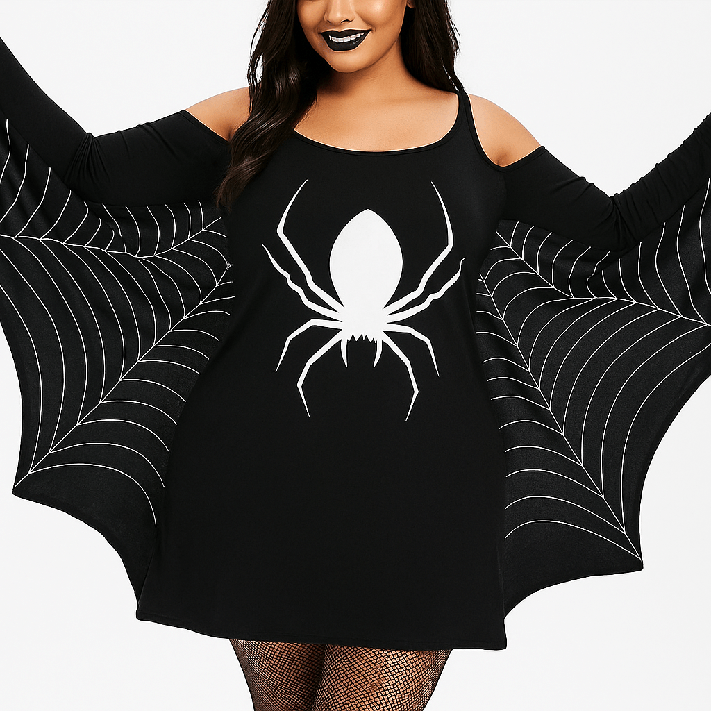 Erica Mini Gotycka Sukienka - Halloween Kostium - Mocny Styl - vivano - warszawa