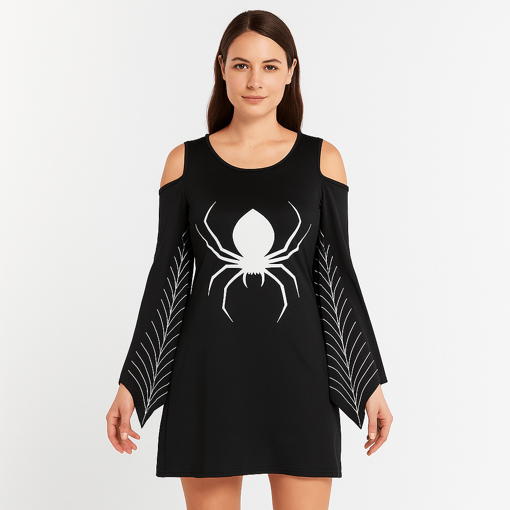 Erica Mini Gotycka Sukienka - Halloween Kostium - Mocny Styl - vivano - warszawa