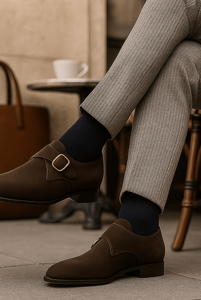 Ethan - Męskie Buty Monk Strap - z Zamszu - vivano - warszawa