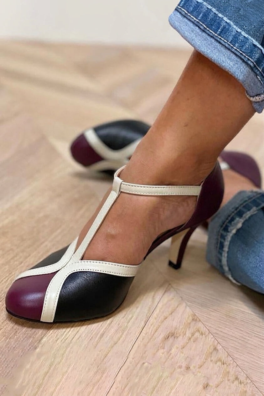 Buty do salsy damskie | Cekinowe czółenka T bar | Retro, taneczne