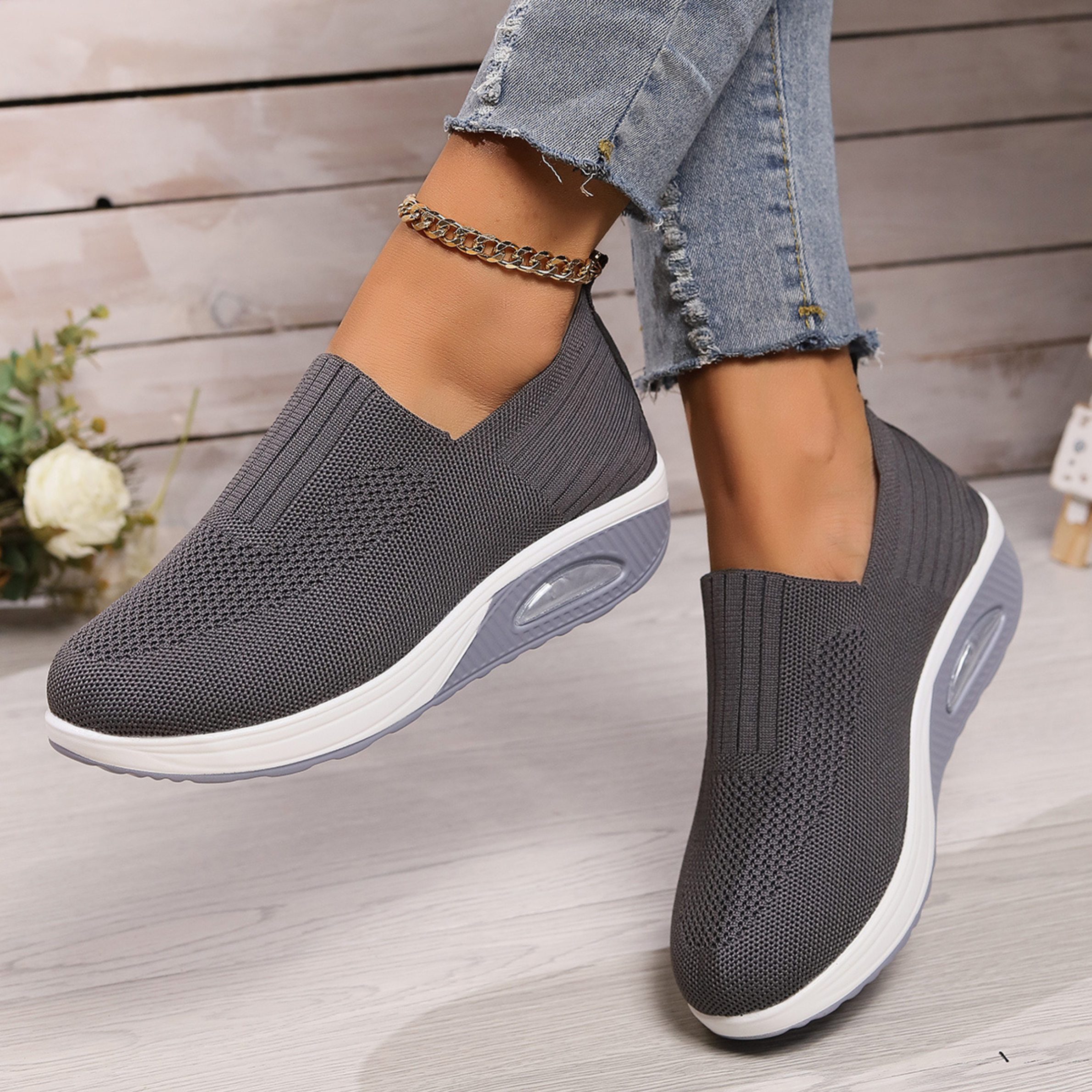 Buty Slip-On | Ortopedyczne Oddychające Kliny | Lekkie Wygodne