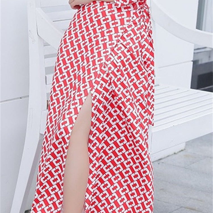 Graficzna sukienka z kopertowym dekoltem - vivano - warszawa