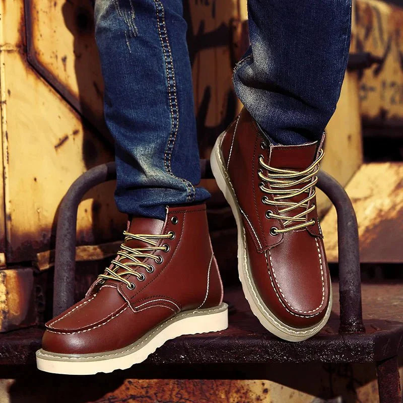 Męskie botki sznurowane - noskiem Moc Toe - wytrzymała podeszwa - casual uliczny