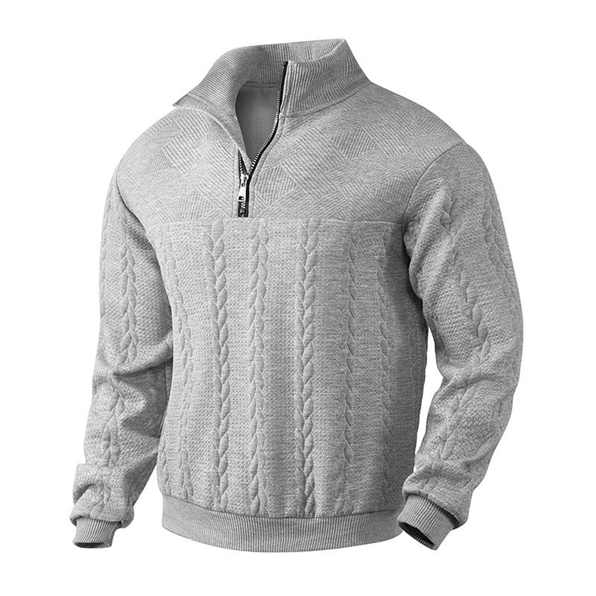 Męski Sweter Splot Zamek Ćwiartka