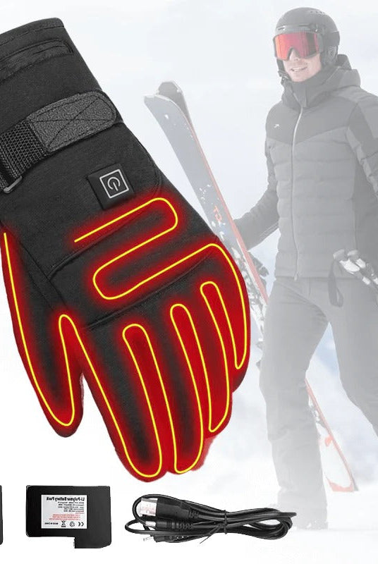 Ogrzewane rękawiczki zimowe z regulacją temperatury wodoodporne czarne
