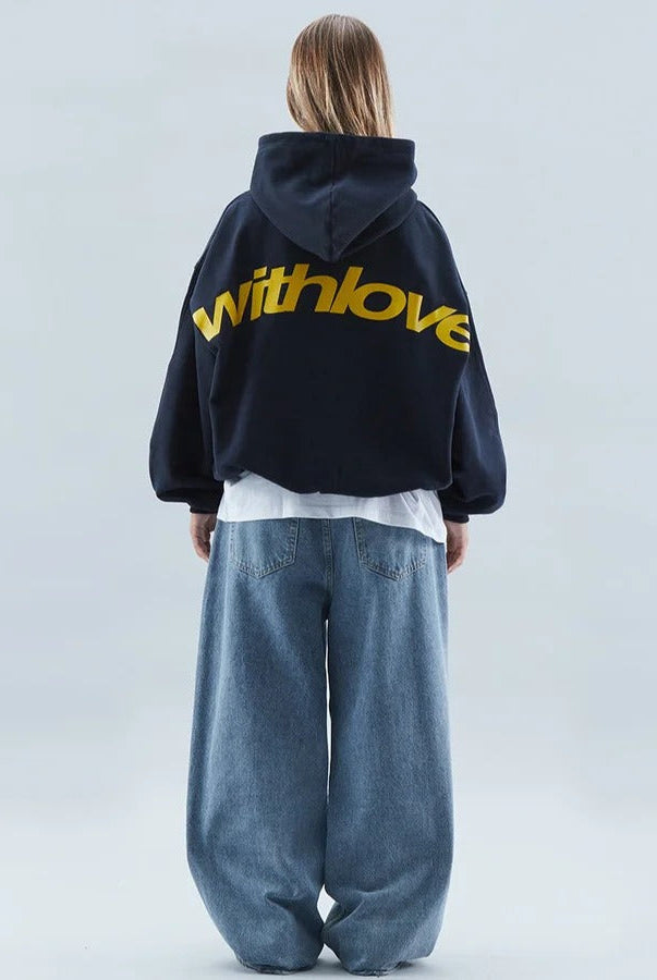 Oversized hoodie unisex luźny krój z regulowanym kapturem