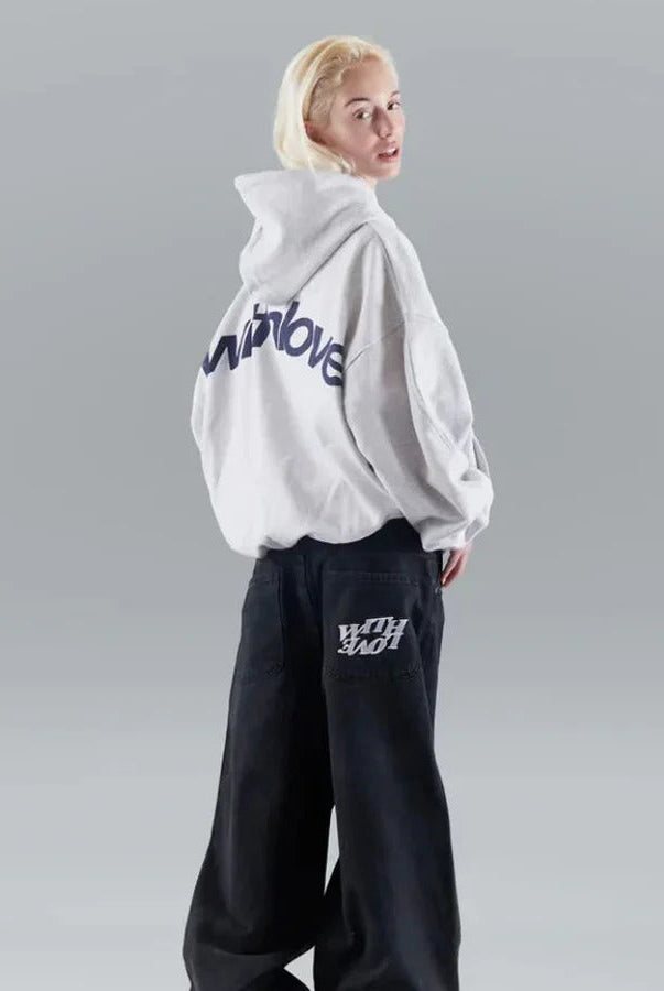 Oversized hoodie unisex luźny krój z regulowanym kapturem