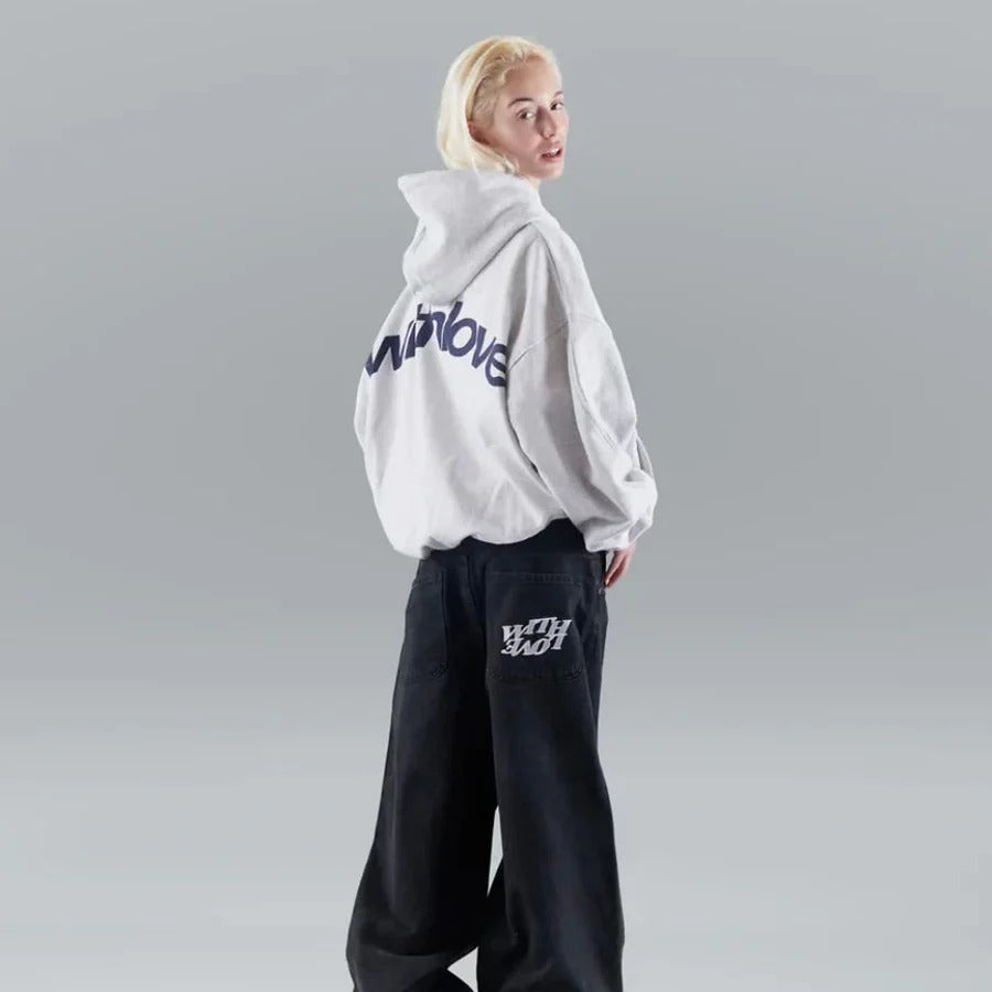 Oversized hoodie unisex luźny krój z regulowanym kapturem