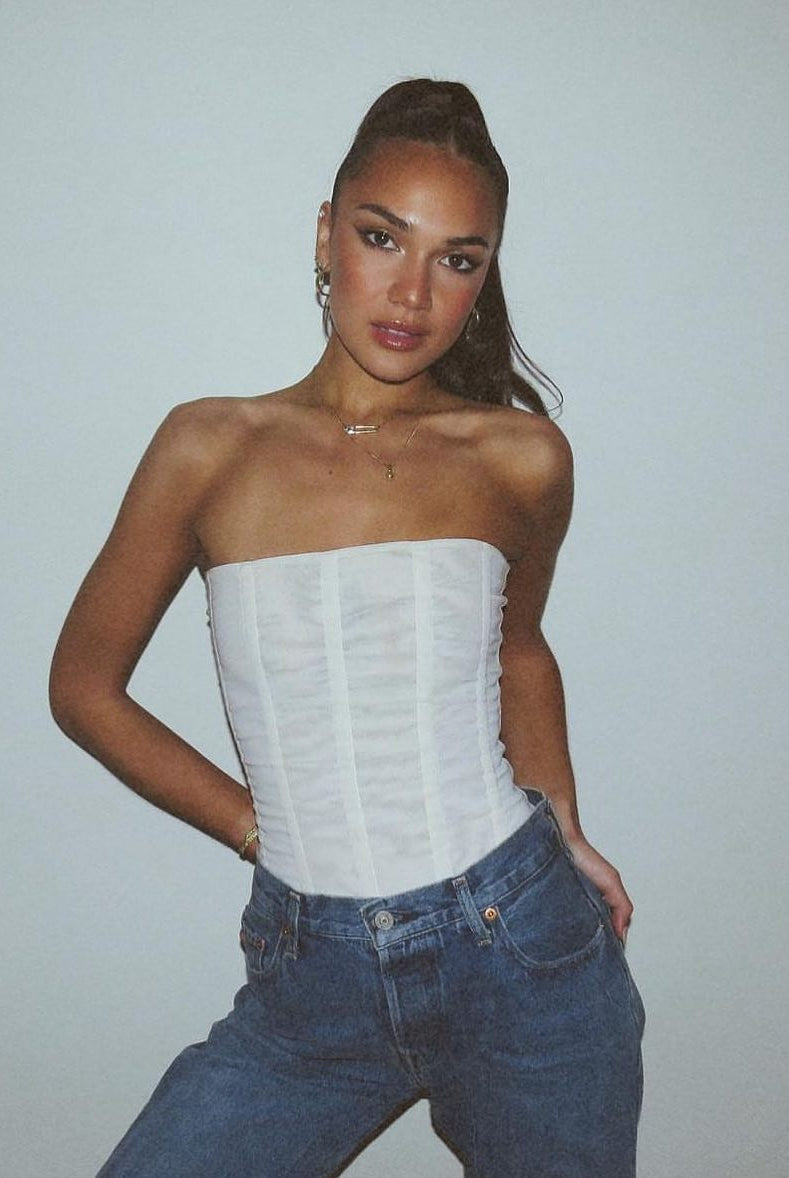 Damski Top Corset | Bez Ramiączek, Top Dopasowany do Ciała