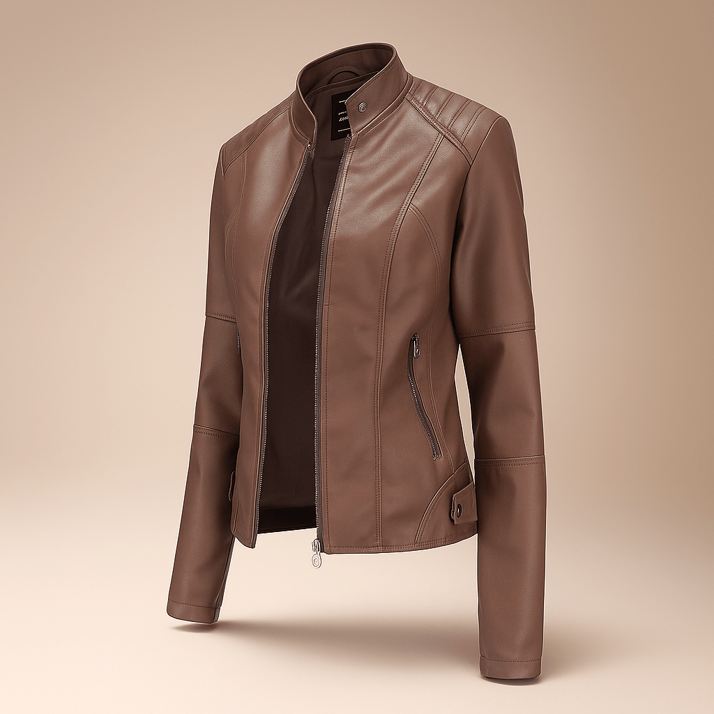 Kobieta Slim Fit Kurtka – Kołnierz Mao – Zamek Błyskawiczny – Długość w Biodrach - vivano - warszawa