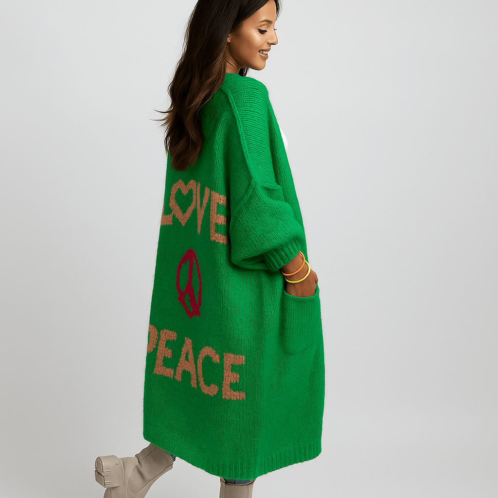 Kolorowy Kardigan Miłości - Stylowe Zimowe Ciepło - Unikalny Komfort - vivano - warszawa