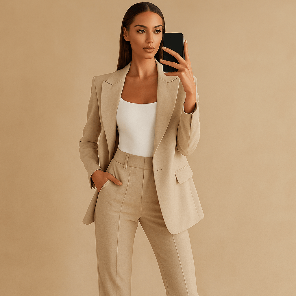 Komplet Słuchawka - Marynarka i Spodnie - Damski Luo - vivano - warszawa