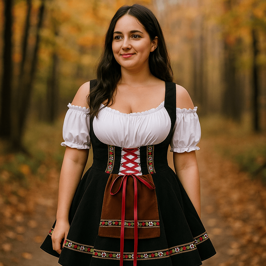 Kostium Halloween Plus Size - Mini Sukienka - Bufiaste Rękawy - vivano - warszawa