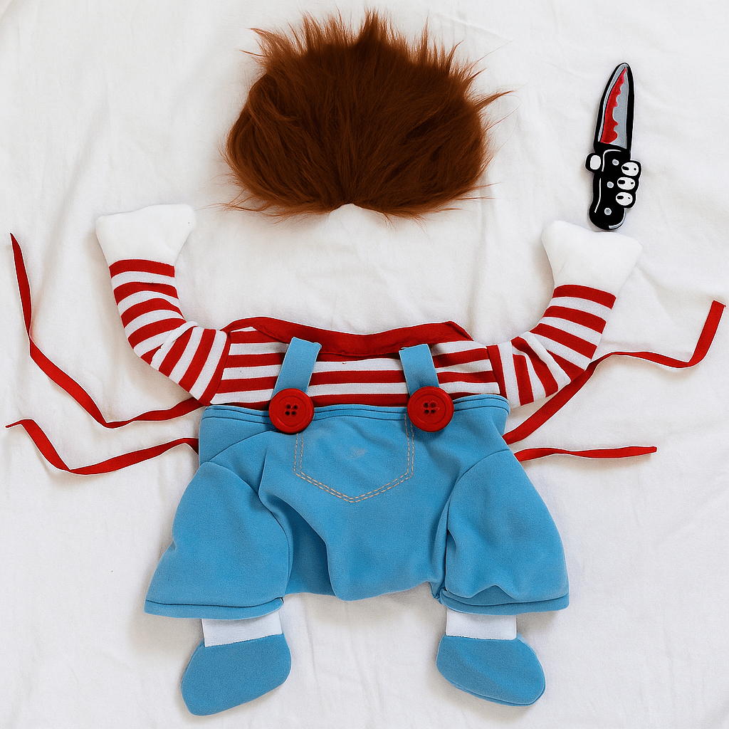 Kostium na Halloween dla psa - Pluszowy Żart - Przerażający Design Lalki - vivano - warszawa