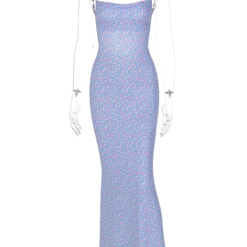 Kwiatowa Sukienka Maxi z Odkrytymi Plecami - vivano - warszawa