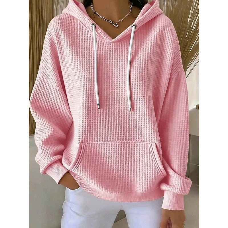 Bluza z Kapturem | Teksturowana, Luźny Fason