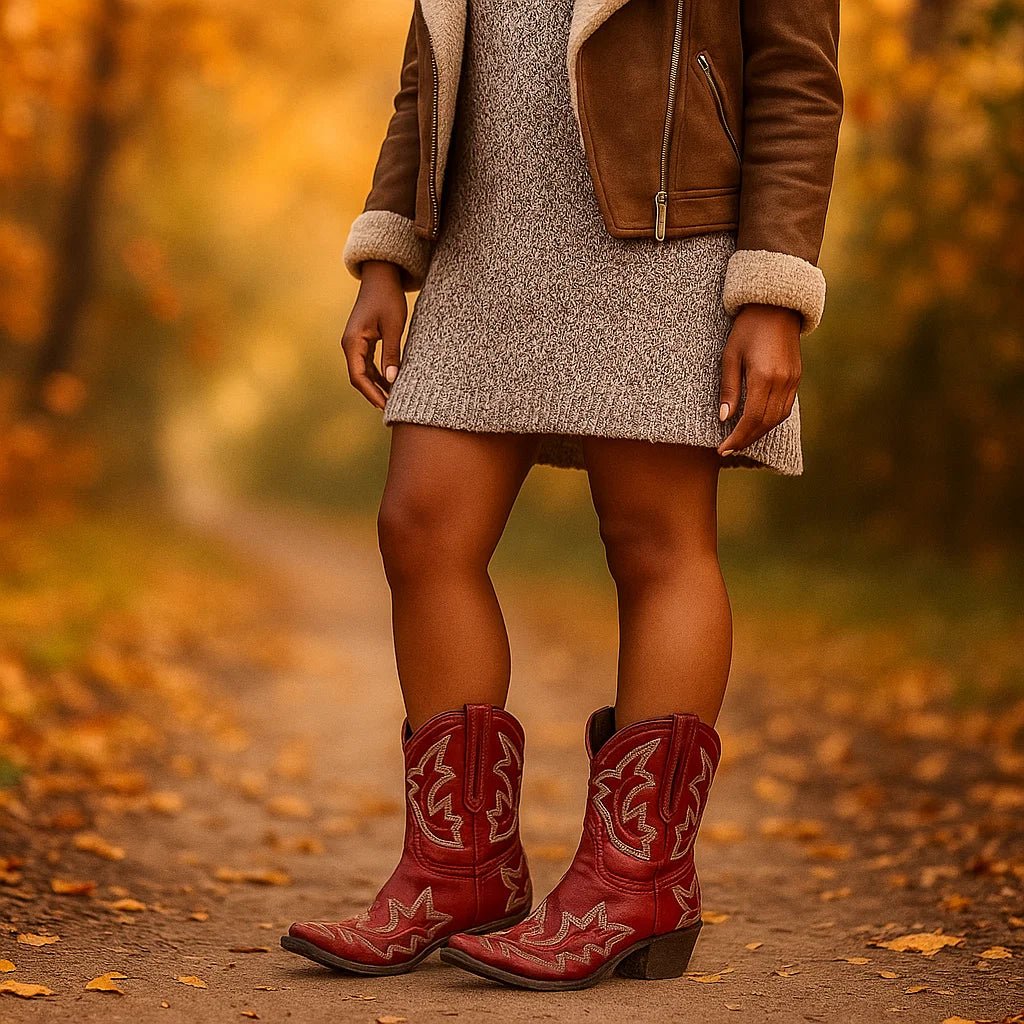 Laurice - Haftowane skórzane kowbojskie buty - Unikalny styl i trwałość - vivano - warszawa