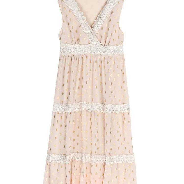 Letnia Sukienka Maxi z Koronkowymi Wstawkami - vivano - warszawa