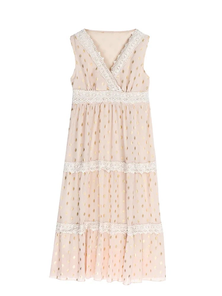 Letnia Sukienka Maxi z Koronkowymi Wstawkami - vivano - warszawa