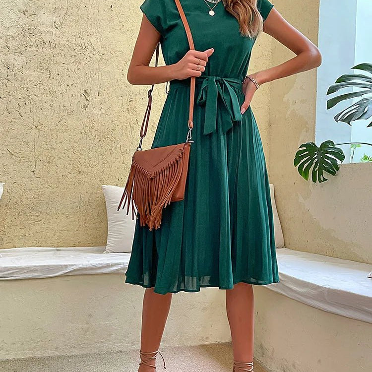 Letnia sukienka z krótkim rękawem i wiązaniem w talii – zwiewny fason na co dzień - vivano - warszawa