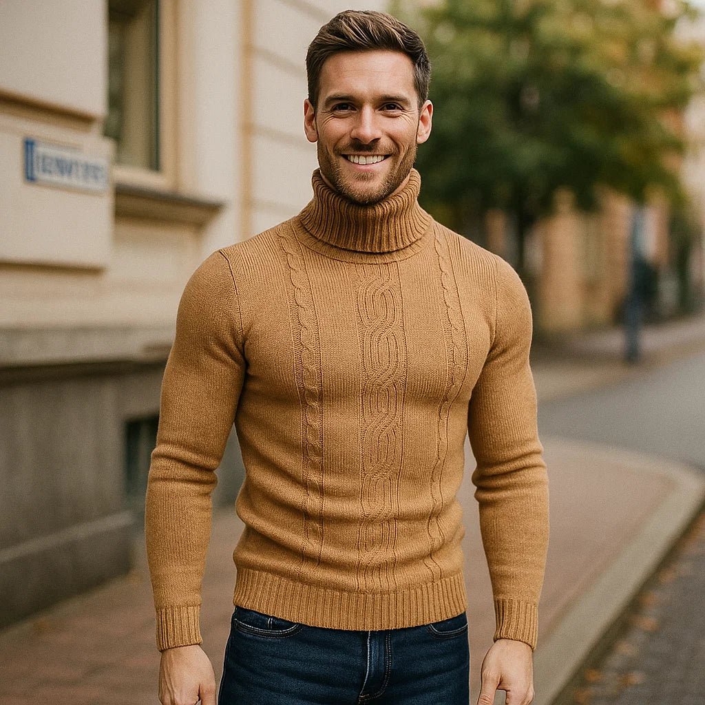 Lucian - Sweter z wysokim kołnierzem - Wzór w warkocze - Komfort i styl - vivano - warszawa