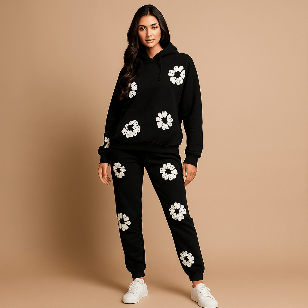 Luźny Zestaw - Miękka Bawełna - Bluza z Kapturem - Spodnie - vivano - warszawa