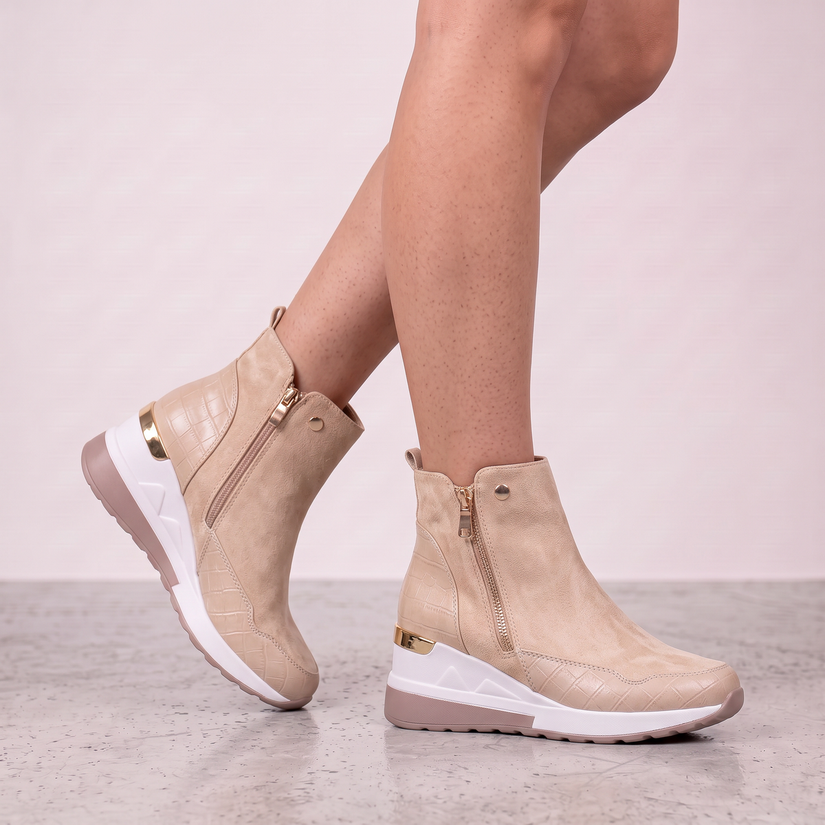 Damskie Buty Ortopedyczne Zamszowe Klinowe