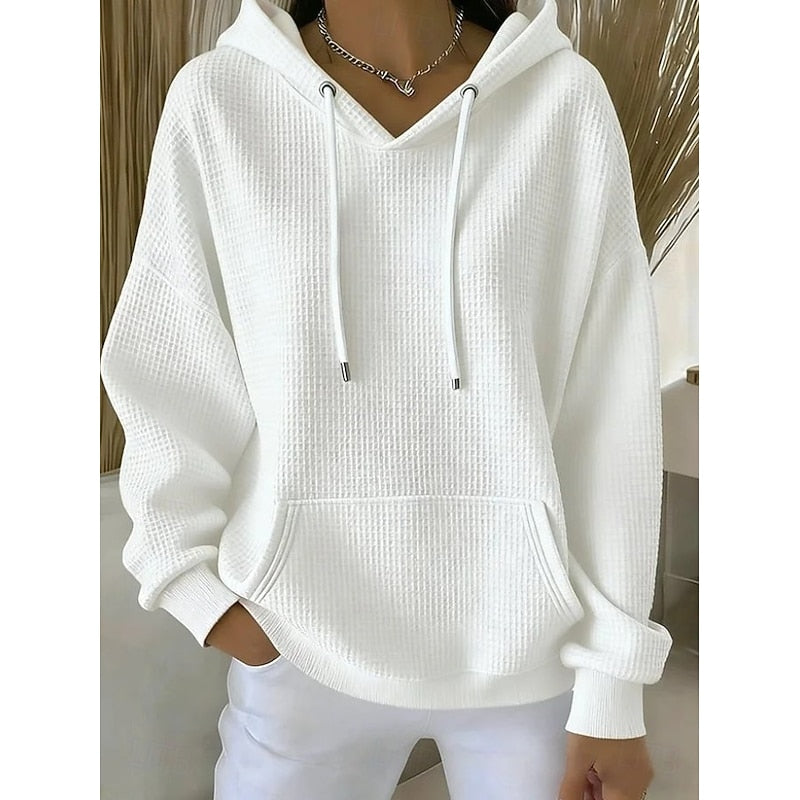 Bluza z Kapturem | Teksturowana, Luźny Fason