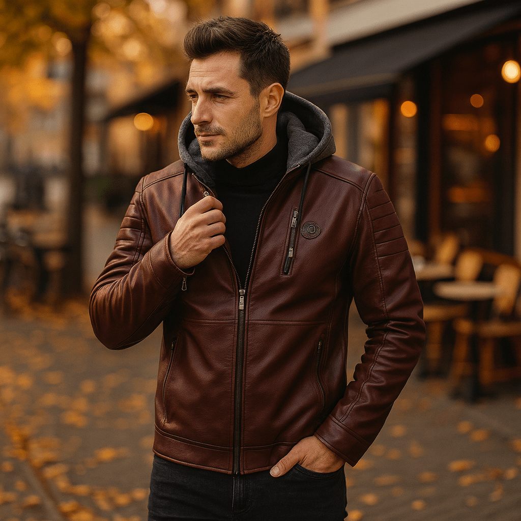 Męska Kurtka Casual ze Skóry PU z Kapturem - vivano - warszawa