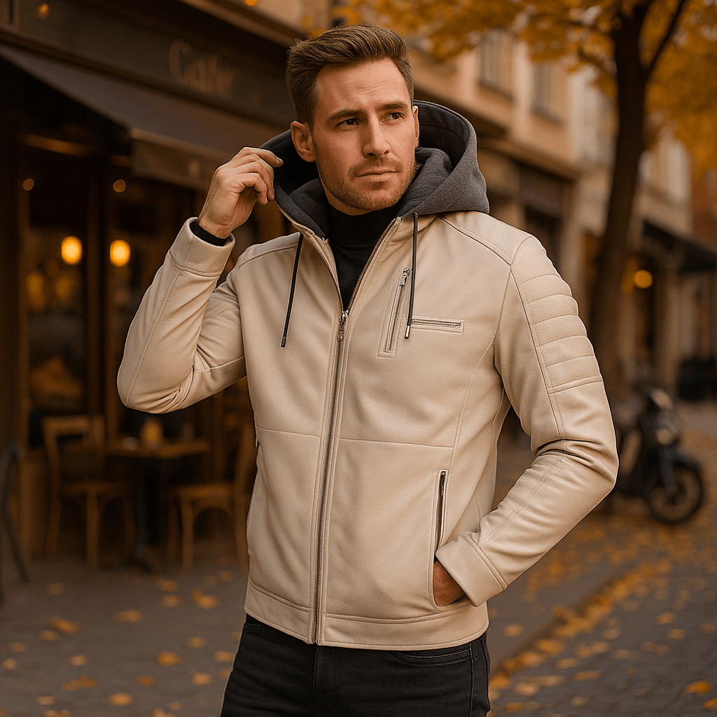 Męska Kurtka Casual ze Skóry PU z Kapturem - vivano - warszawa