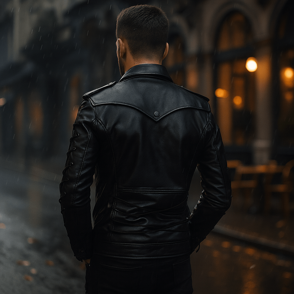 Męska Skórzana Kurtka Motocyklowa PU z Klamrami - vivano - warszawa