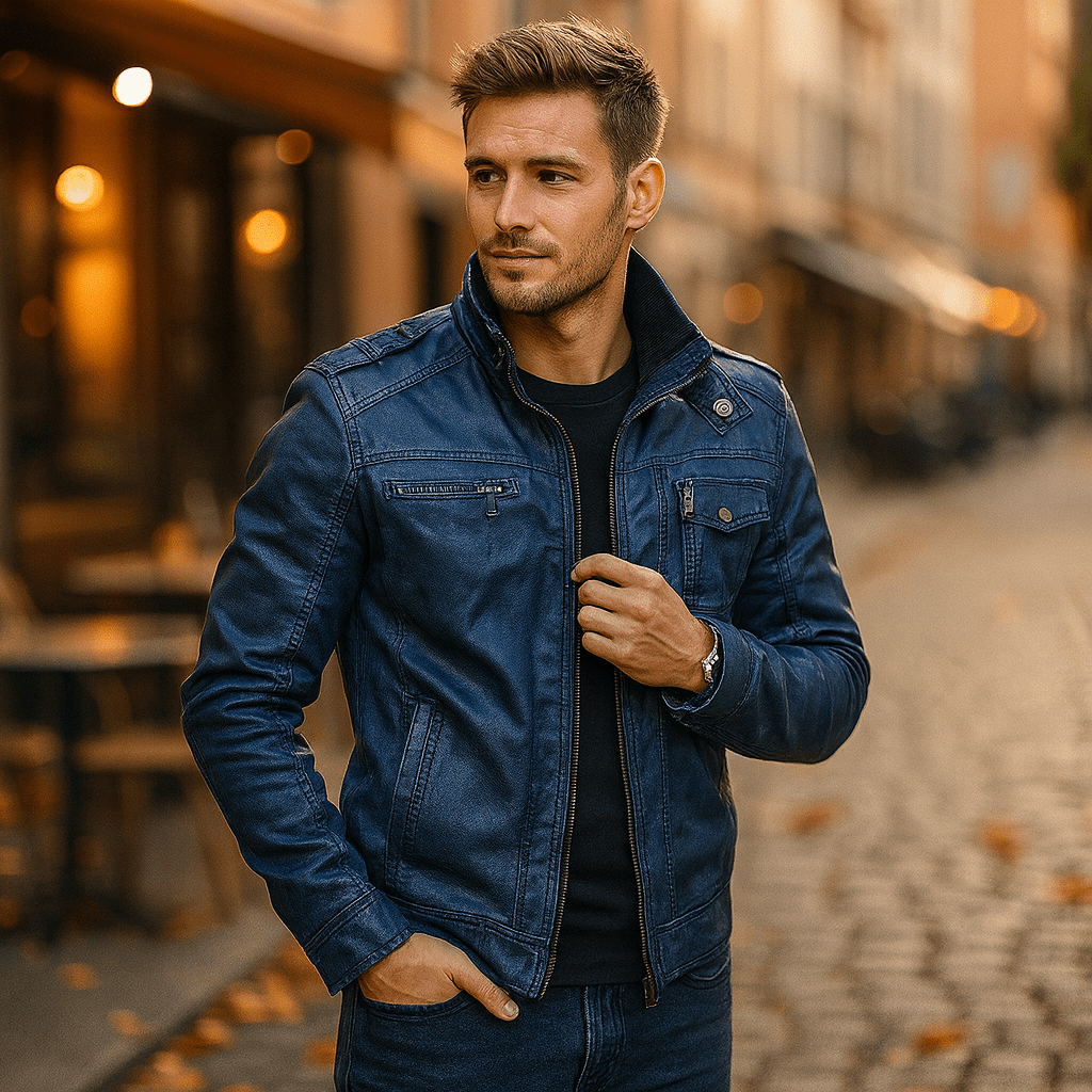 Męska Stylowa Kurtka Motocyklowa ze Skóry PU - vivano - warszawa