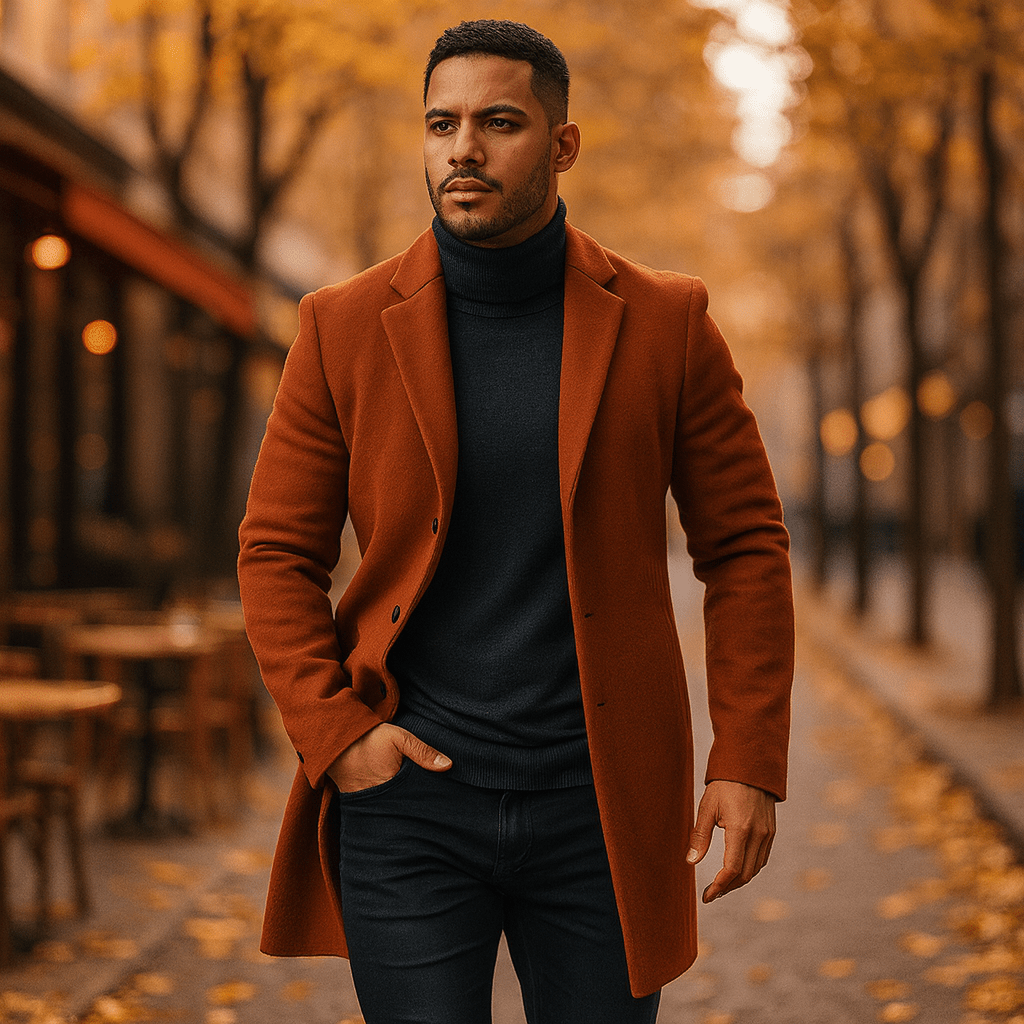 Męski Casual Płaszcz z Guzikami - vivano - warszawa