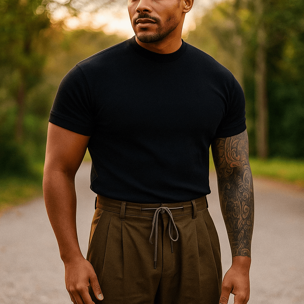 Męski dopasowany sweter ribbed - Krótki rękaw - Oddychający elastyczny materiał - vivano - warszawa