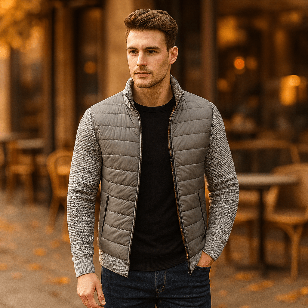 Męski klasyczny bezrękawnik ze stojącym kołnierzem - vivano - warszawa