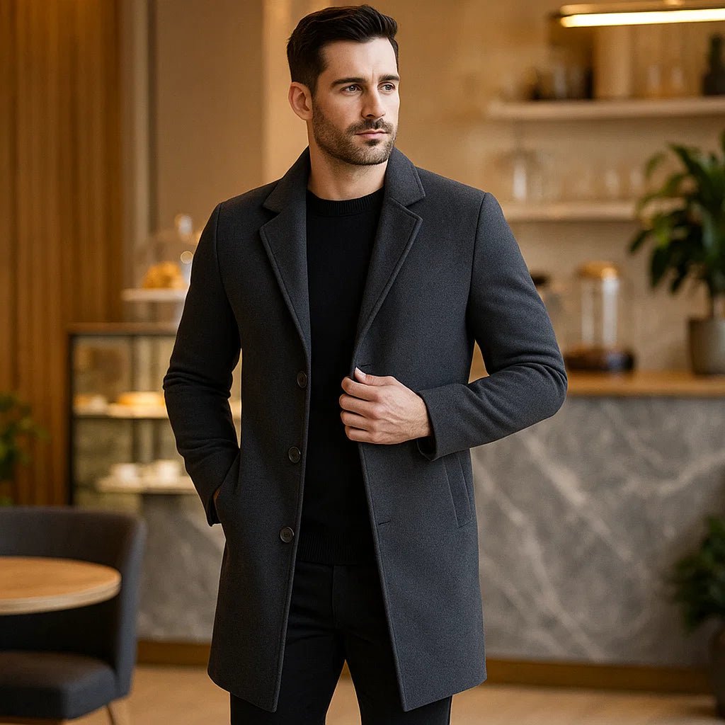 Męski Płaszcz Wełniany Terrence – Elegancki i Ciepły - vivano - warszawa