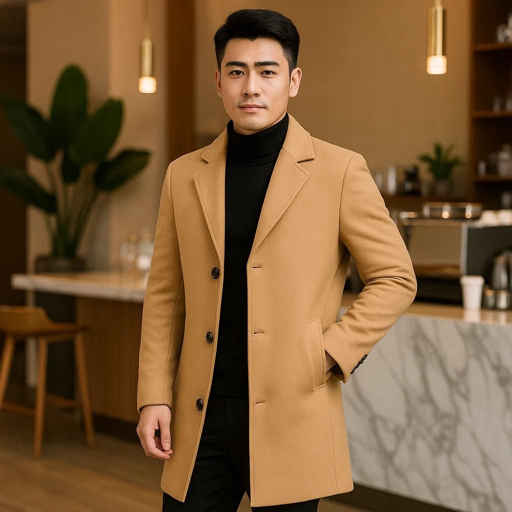 Męski Płaszcz Wełniany Terrence – Elegancki i Ciepły - vivano - warszawa