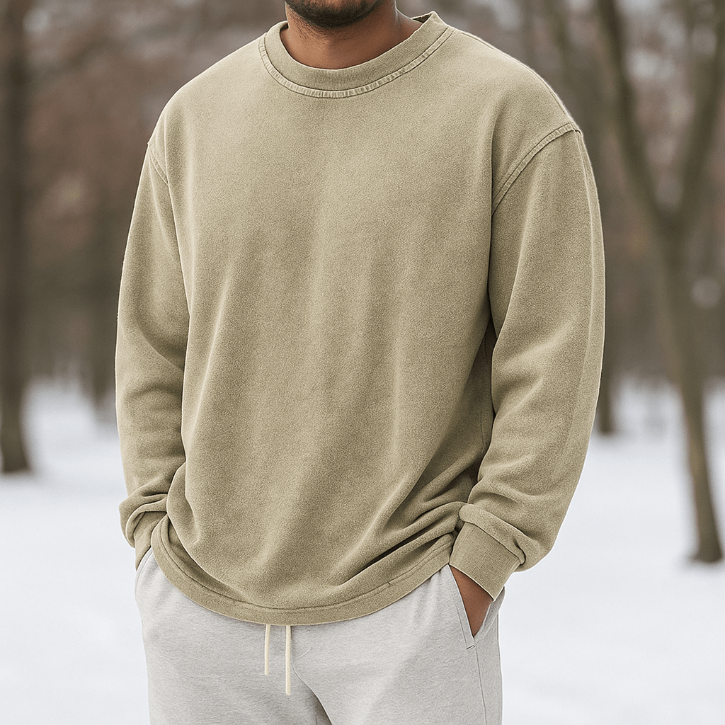 Męski Sweter Crewneck – Miękka Bawełna – Luźny Krój – Długie Rękawy - vivano - warszawa