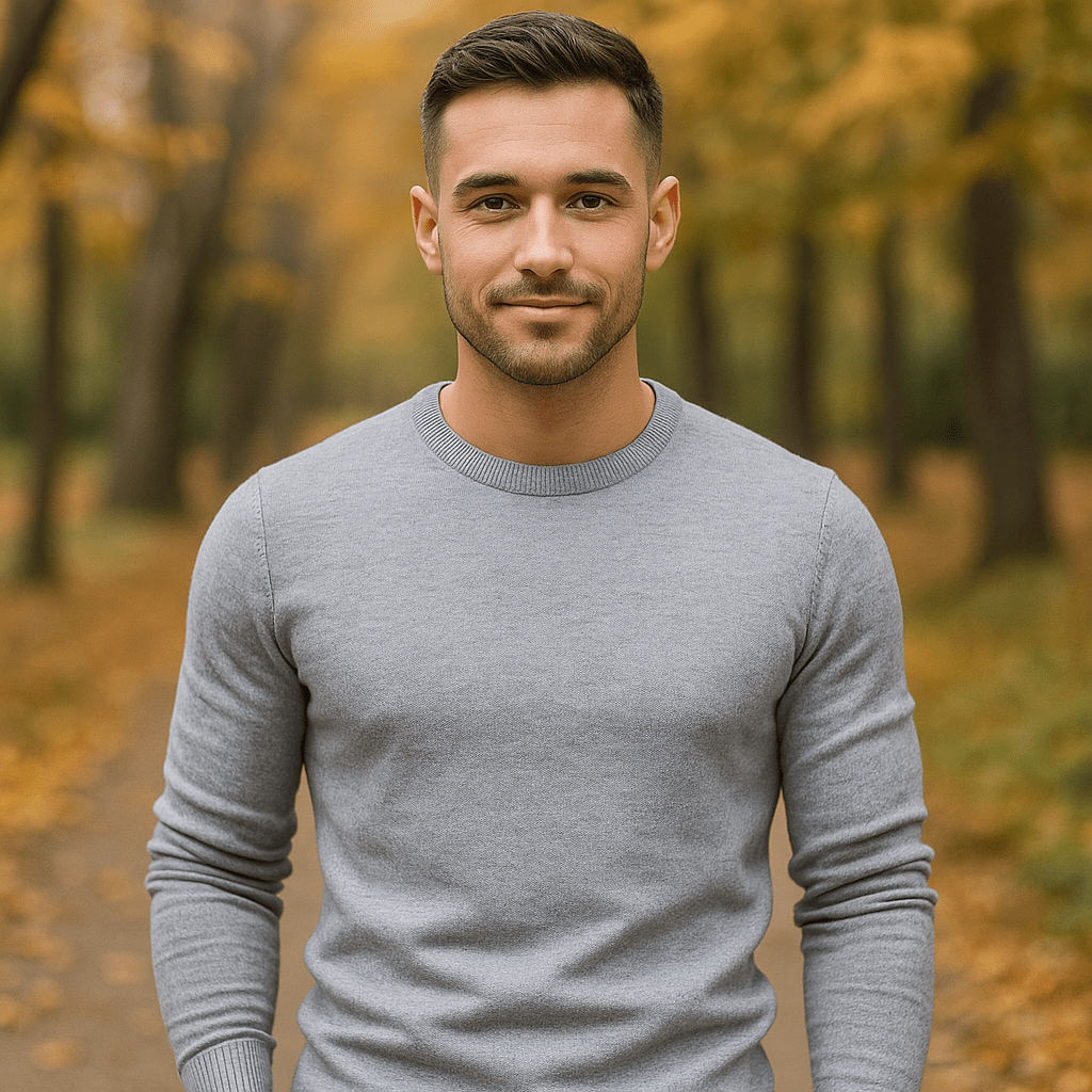Męski Sweter z Okrągłym Dekoltem – Miękki – Ciepły – Długi Rękaw - vivano - warszawa