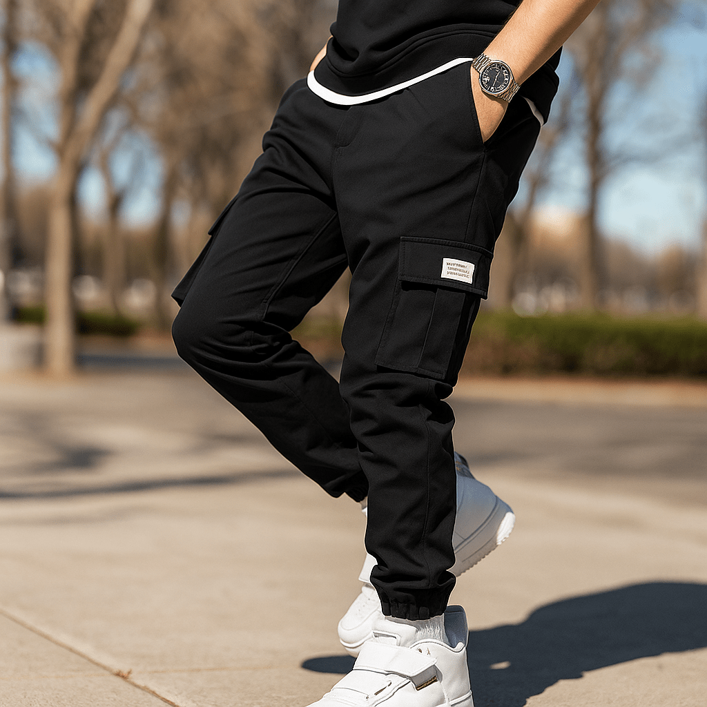 Męskie Spodnie Cargo - Elastyczny Pas - Praktyczne Kieszenie - vivano - warszawa