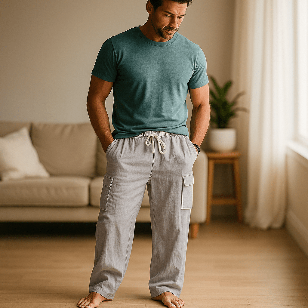 Męskie spodnie cargo - elastyczny pas - wiele kieszeni - vivano - warszawa