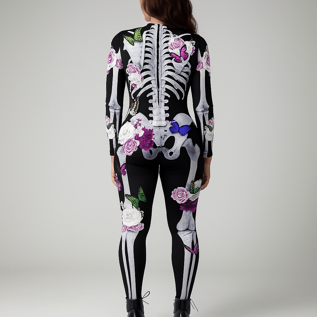 Ornella kostium Halloween - Kwiatowy wzór czaszki - Unikalny design - vivano - warszawa