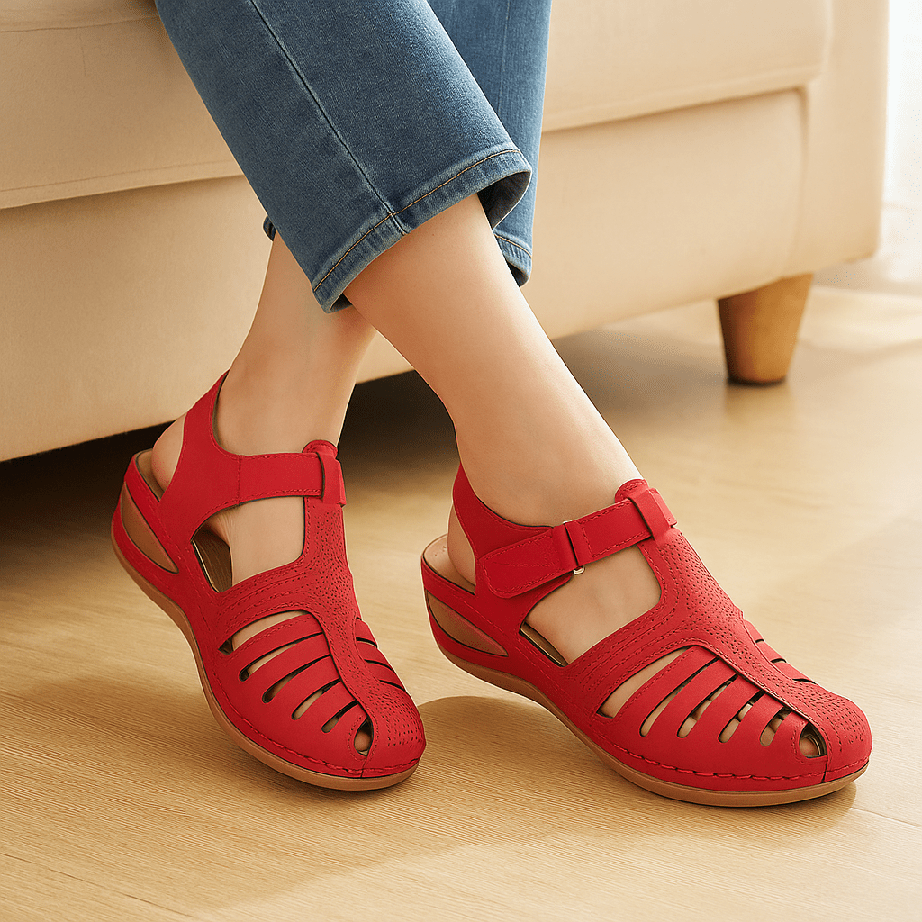 Ortopedyczne sandały damskie z perforowaną skórą - vivano - warszawa