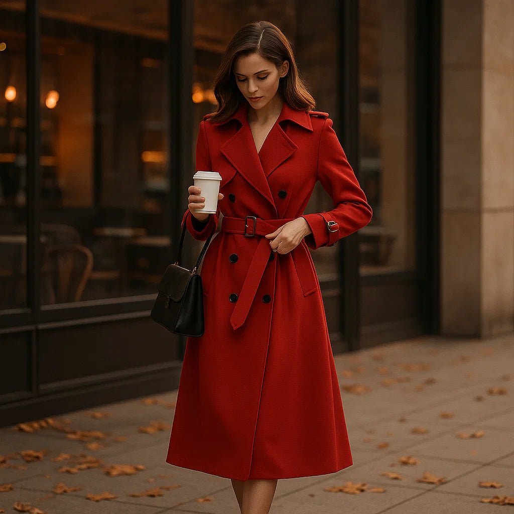 Płaszcz Trench Coat - Podwójne Zapięcie - Klasyczny Styl - vivano - warszawa